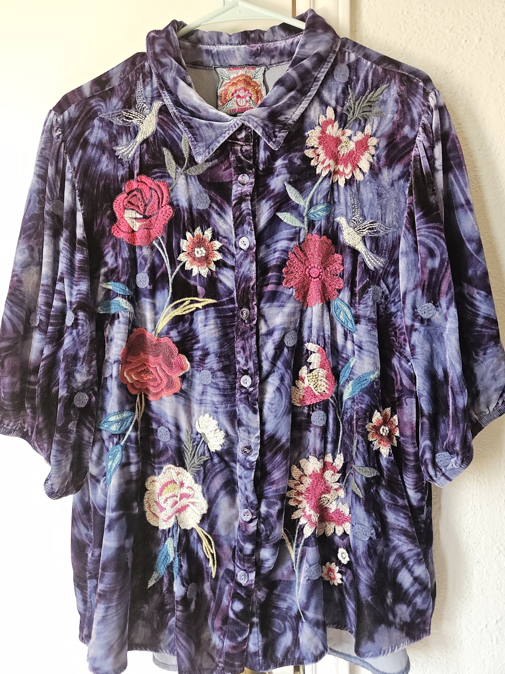 Boho Johnny Was Velvet Button Up